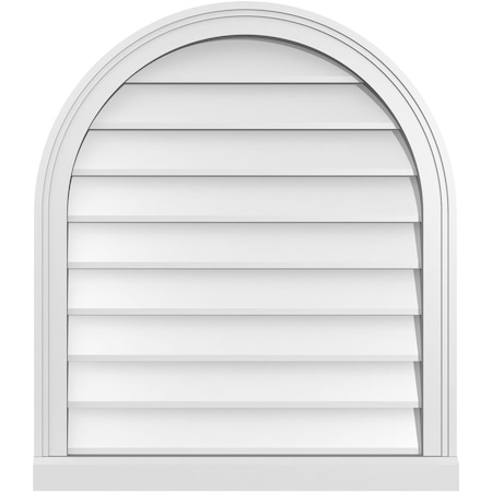 Ekena Millwork Round Top Surface Mount PVC Gable Vent w/ 2"W x 2"P Brickmould Sill Frame, 26"W x 30"H GVPRT26X3003SN